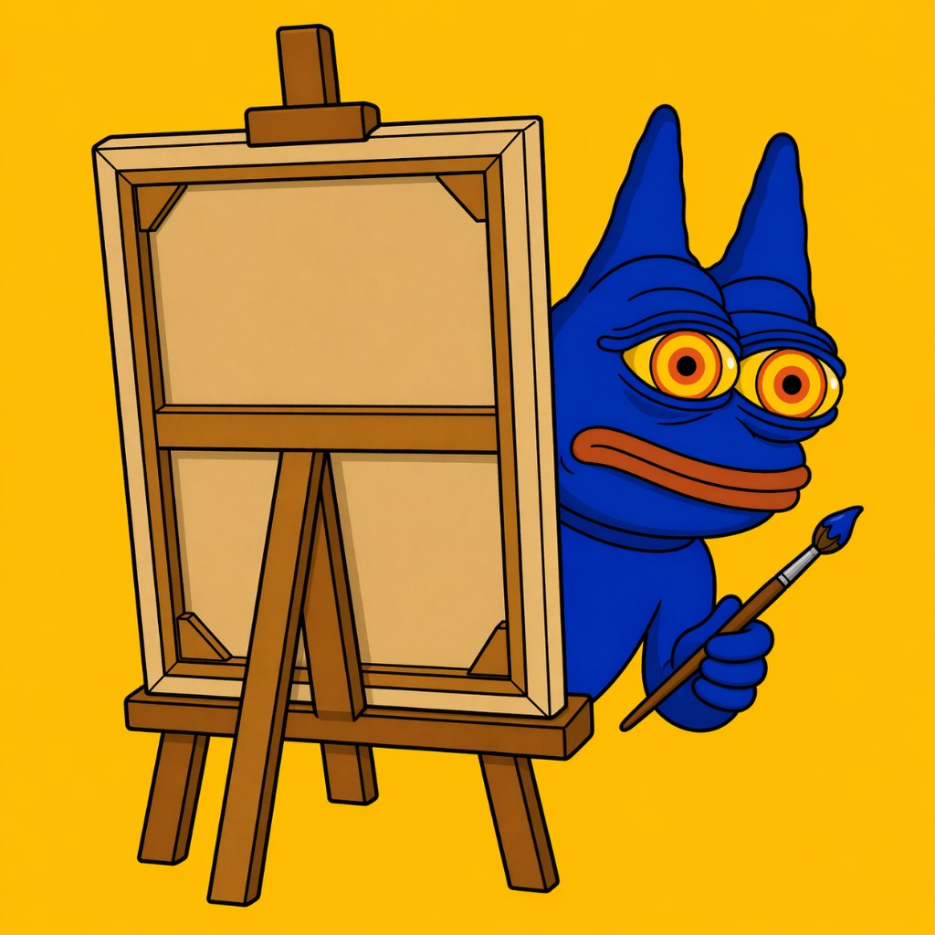 Horned Frog painting from behind a turned canvas